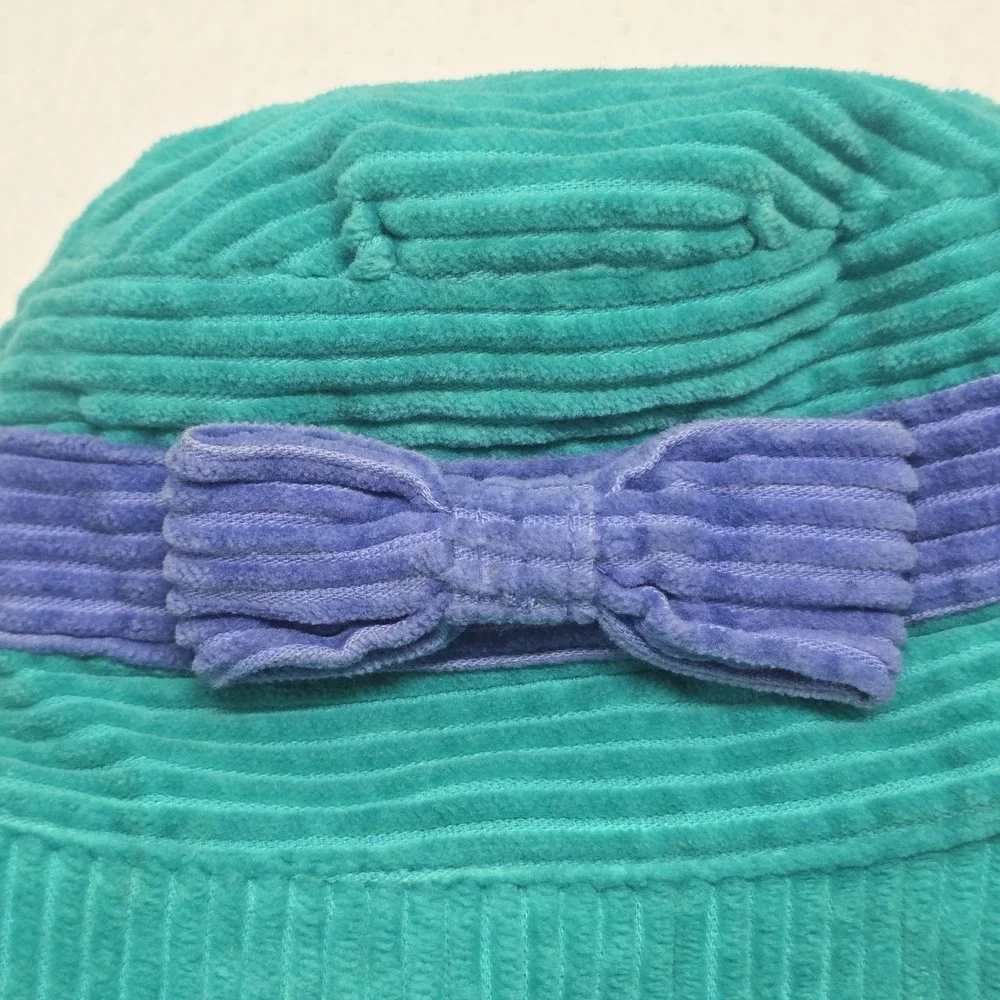 Gymboree Kids Medium/Large Blue Green Turquoise Corduroy Blue Bow Bucket Hat